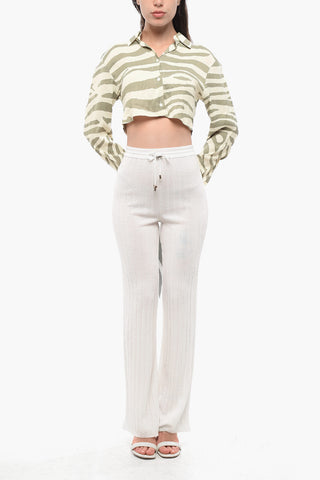 Rippstrickhose Aus Schurwolle Mit Hoher Taille