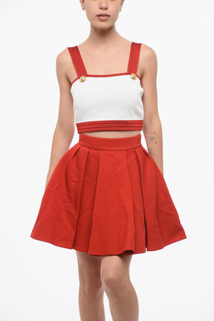 Knit Crop Top with Logo Buttons