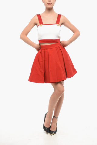 Strick-Crop-Top mit Logoknöpfen