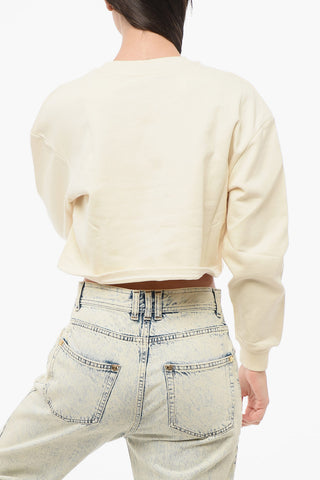 Printed Brushed Cotton Cropped Sweatshirt