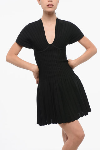 Pleated Short-Sleeve Dress