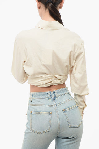 Lightweight Cotton Cropped Shirt with Knotted Detail