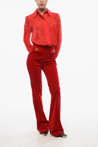 Velour Bootcut Trousers