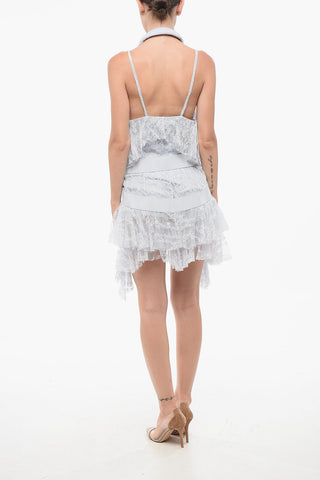 Lace Mini Dress with Asymmetric Cut