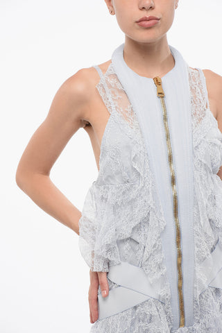 Lace Mini Dress with Asymmetric Cut