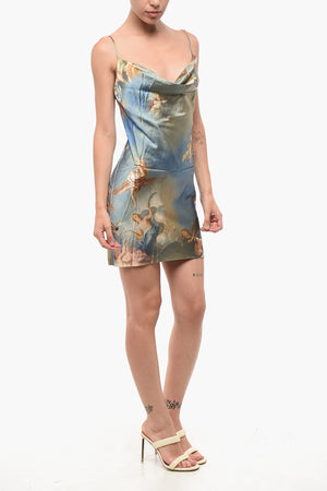 Printed Satin Mini Dress