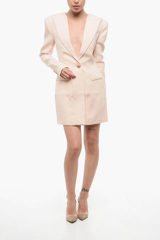 Vestito Blazer in Lana con Bottone Dorato