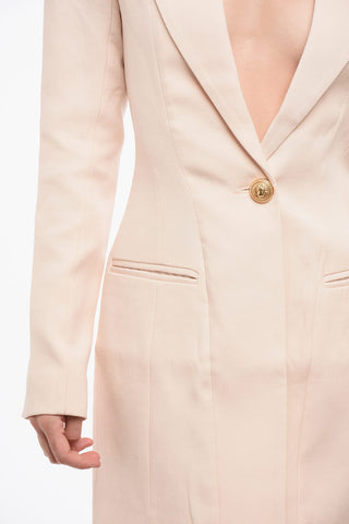 Vestito Blazer in Lana con Bottone Dorato