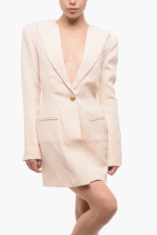 Vestito Blazer in Lana con Bottone Dorato