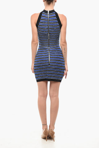 Enges gestreiftes Minikleid mit Pailletten