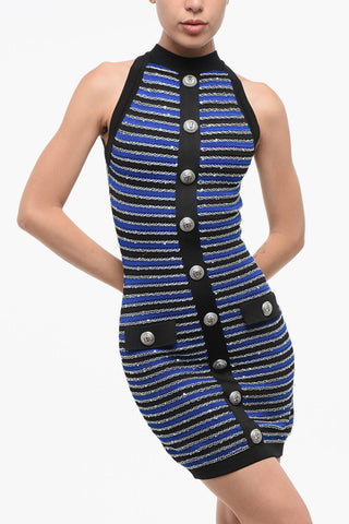 Enges gestreiftes Minikleid mit Pailletten