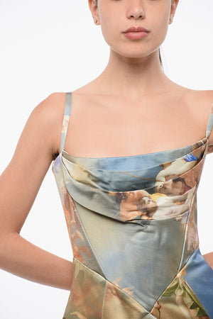 Patterned Satin Top with Back Zip