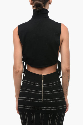 Top aus Kaschmirmix mit Schnürdetail