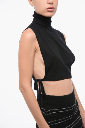 Top aus Kaschmirmix mit Schnürdetail