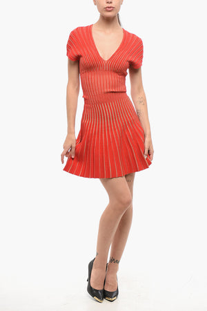 Pleated Dress With V-Neck