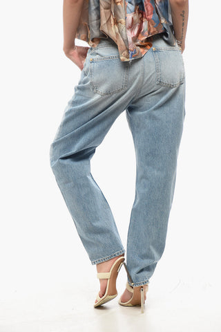Jeans Boyfriend con Bottone Dorato 17cm