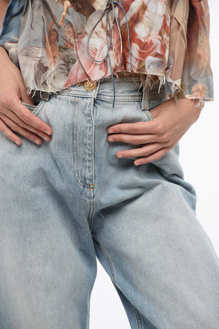 Jeans Boyfriend con Bottone Dorato 17cm