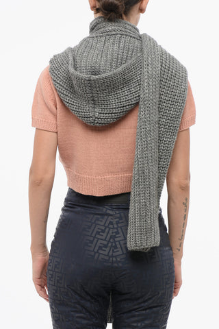 Sciarpa in Misto Alpaca a Tinta Unita con Cappuccio