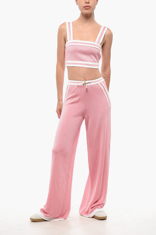 Pantaloni Casual a Vita Alta con Elastico in Vita