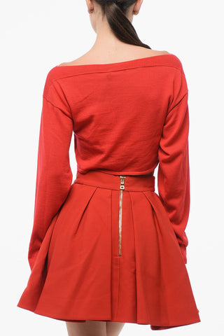 Virgin Wool Crop Sweater With Boat Neck