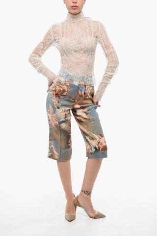Long-Sleeve Sheer Lace Top with Zip Closure