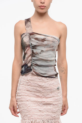 Tulle One-Shoulder Top