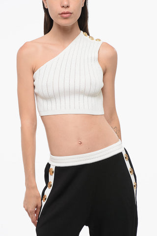 Ribbed One-Shoulder Cropped Top