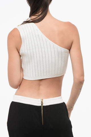 Ribbed One-Shoulder Cropped Top