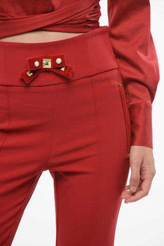 Pantaloni Bootcut con Dettaglio Fiocco