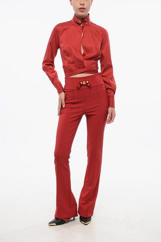 Pantaloni Bootcut con Dettaglio Fiocco