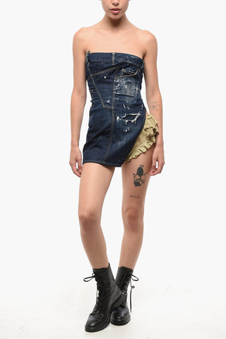 Mini-Kleid aus Denim mit dunkler Waschung