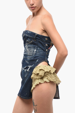 Denim Mini Dress with Dark Wash