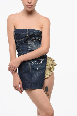Mini-Kleid aus Denim mit dunkler Waschung