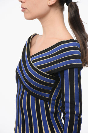 Striped Dress with Lurex Trims