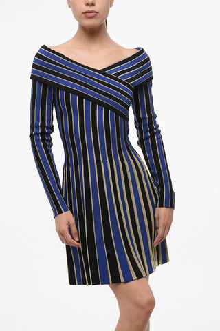 Striped Dress with Lurex Trims