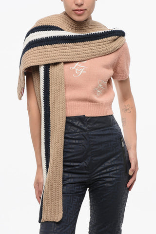 Sciarpa in Misto Alpaca a Righe con Cappuccio