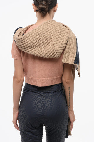 Sciarpa in Misto Alpaca a Righe con Cappuccio
