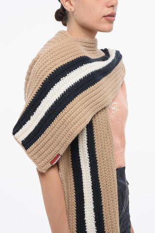 Sciarpa in Misto Alpaca a Righe con Cappuccio