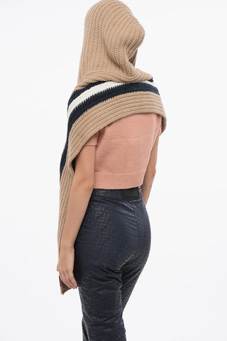 Sciarpa in Misto Alpaca a Righe con Cappuccio