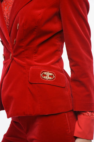 더블브레스트 벨벳 블레이저