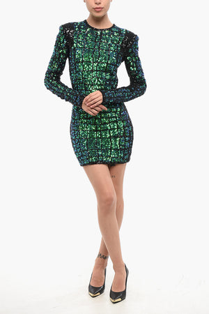 Long-Sleeved Mini Dress with Sequins