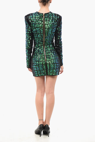 Long-Sleeved Mini Dress with Sequins