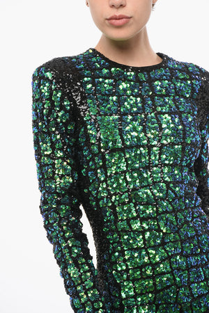 Long-Sleeved Mini Dress with Sequins