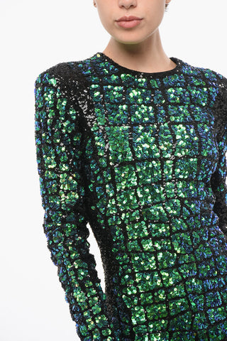 Long-Sleeved Mini Dress with Sequins