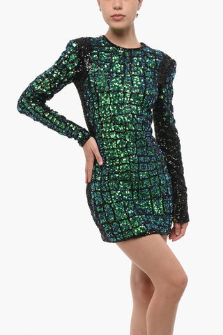 Long-Sleeved Mini Dress with Sequins