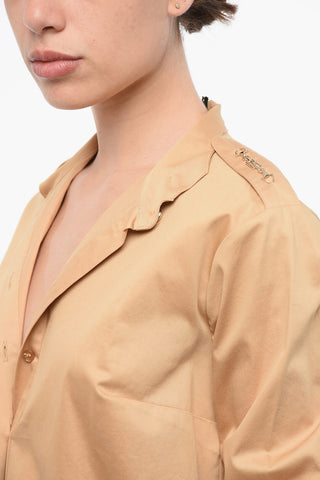 Stretch Cotton Shirt with Mandarin Collar