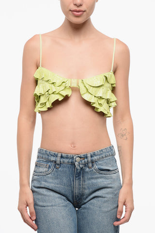 Snake-Effect Leather Ruffle Top