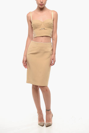 Lined Midi Skirt with Back Slit