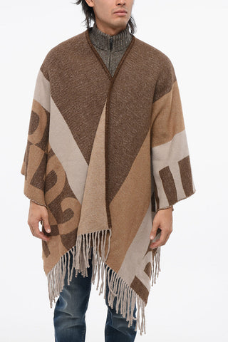 Alpaca Blend Poncho with Logoed Detail