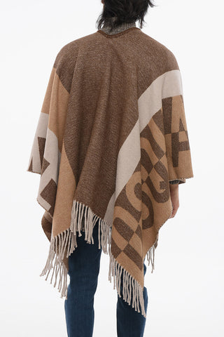 Alpaca Blend Poncho with Logoed Detail
